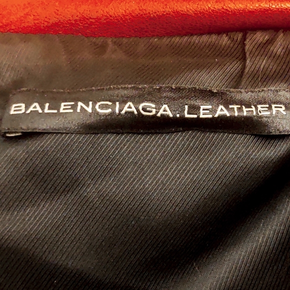 Balenciaga Designer Luxury Red Leather Moto Jacket- Small - Picture 8 of 15